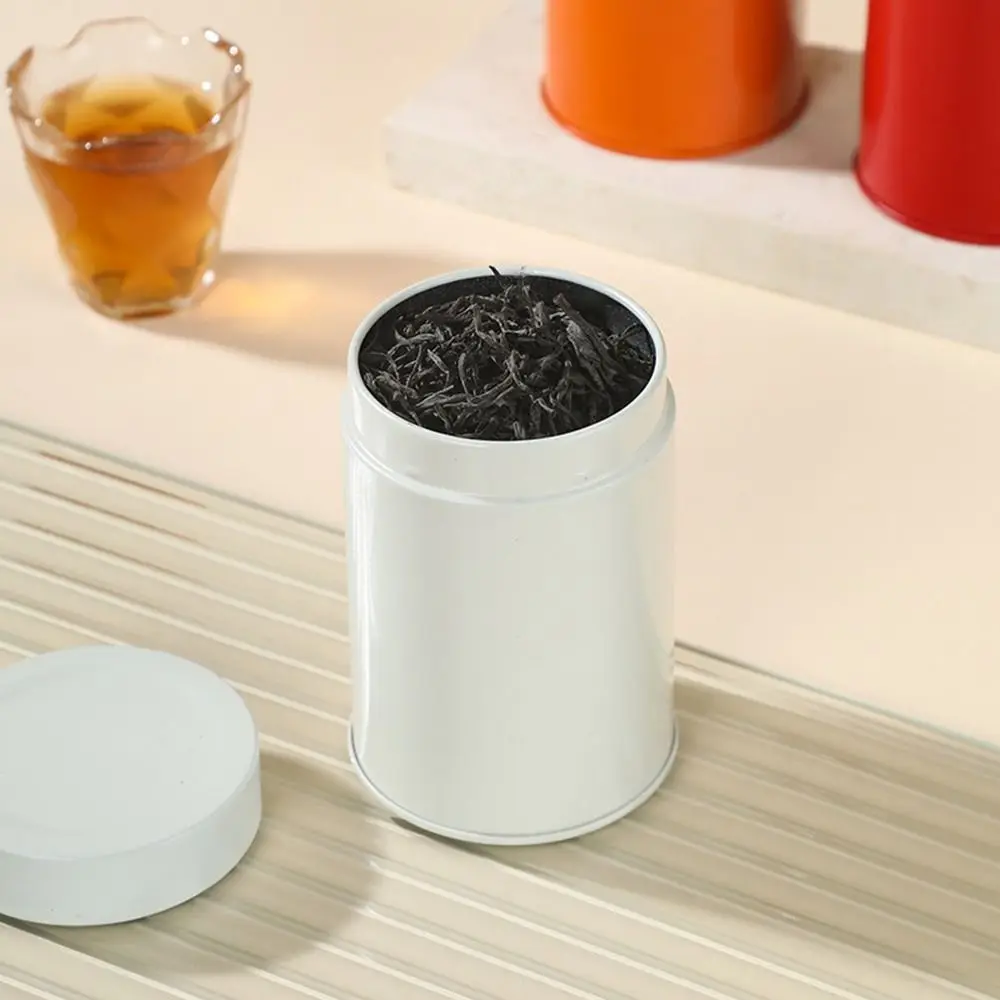 Portable Tinplate Tea Tin Round Large Capacity Tea Jar Moisture-proof Coffee Bean Storage Box for Home&Travel