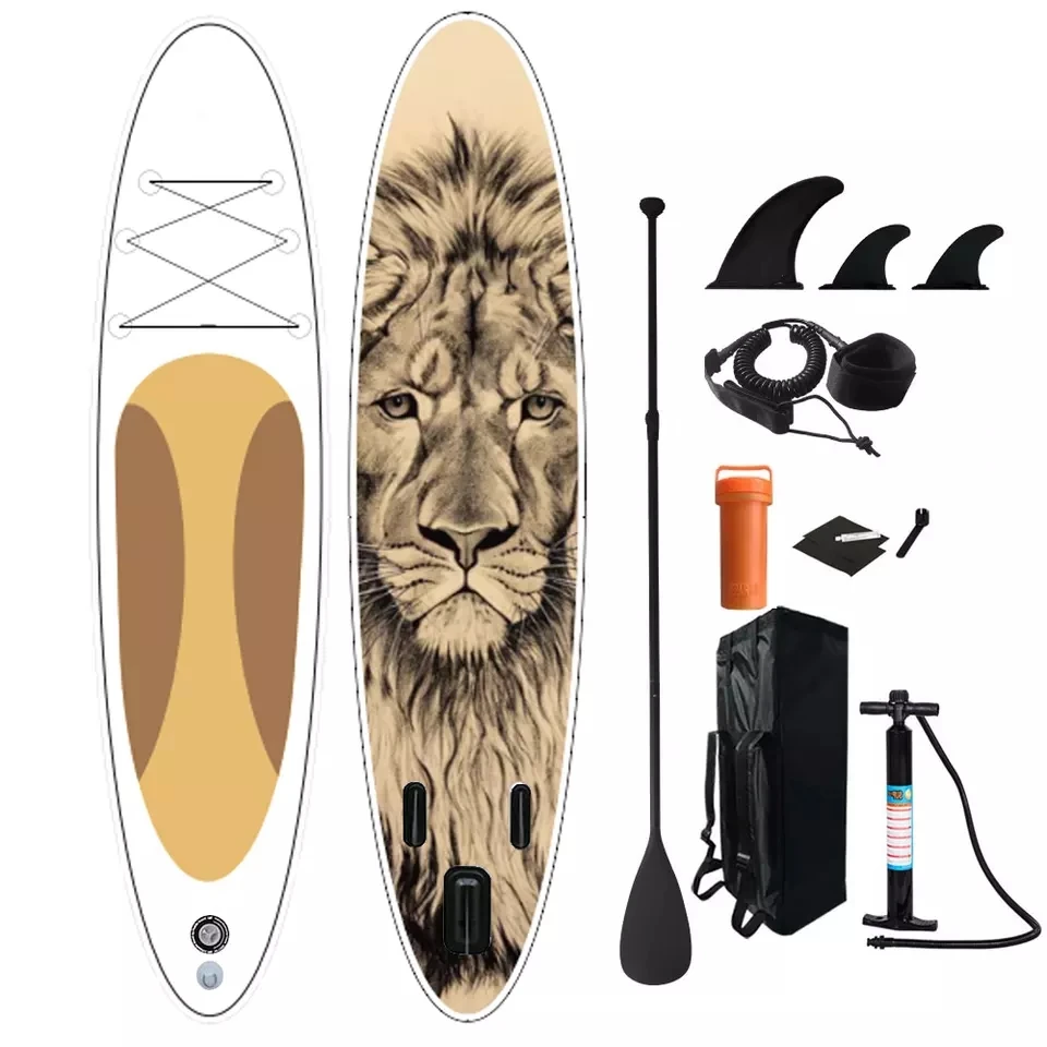 

2022 New Animal Lion Design Wholesale Water Sports Surfing Sup Board Stand Up Inflatable Paddle Board