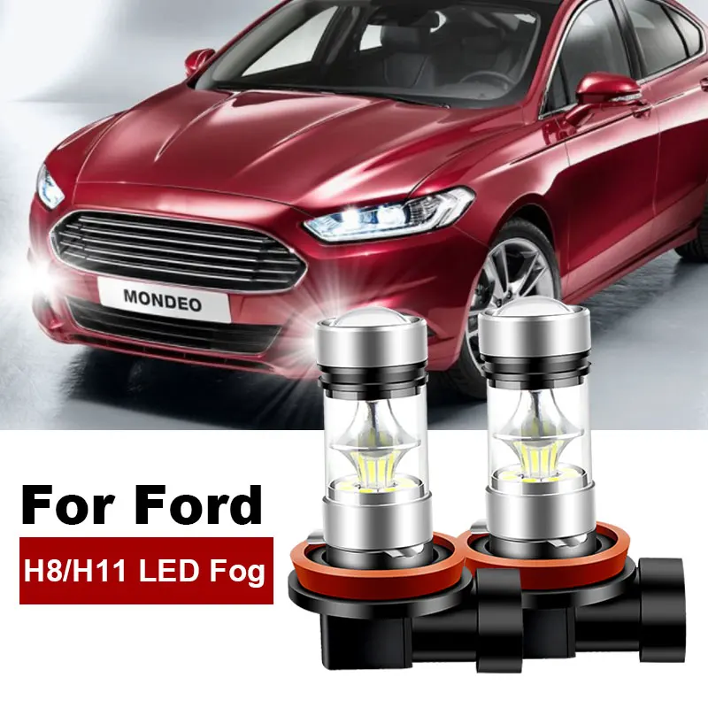 2pcs 2400LM For Ford Mondeo (MK4,MK5) 2010 2011 2012 2013 2014 2015 2016-2019 LED H8 H11 Fog Light Bulb Car DRL Lamp 6000K 12V