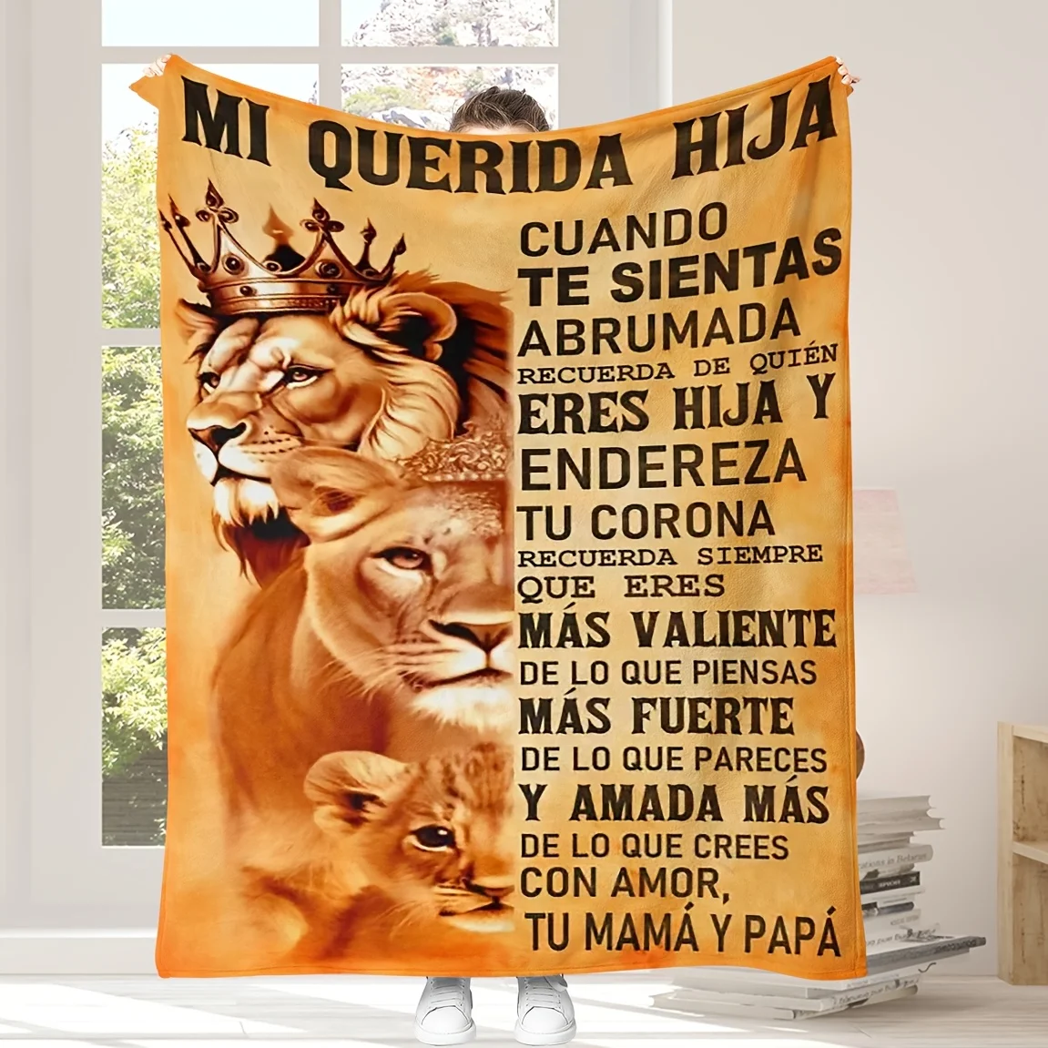Cozy & Soft Flannel Throw Blanket with Inspirational Spanish Quotes from Mom and Dad to Daughter - Versatile, Machine Washable f