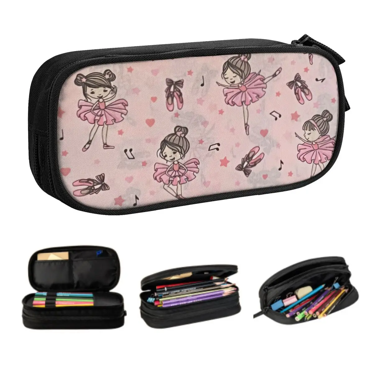 Ballet Art Customized Kawaii Pencil Case Girl Boy Large Storage Ballerina Dancer Pencil Pouch Students Stationery