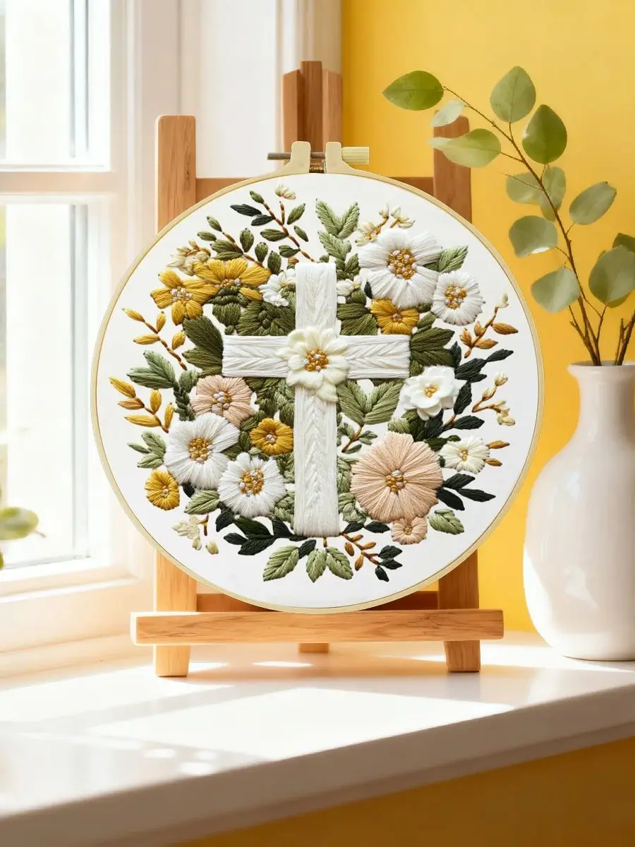 1 Stück 20X20CM/15X15CM 7,87/6,3 Zoll Blumen-Stickerei-Starter-Kit DIY-Kit DIY-Stickerei-Set Handarbeiten Nadelkunst – Detail 6