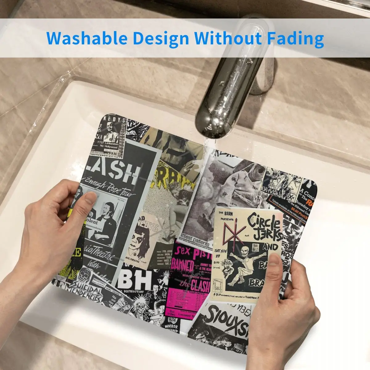 Punk Rock Music Flyers Colagem Almofadas de teclado de borracha