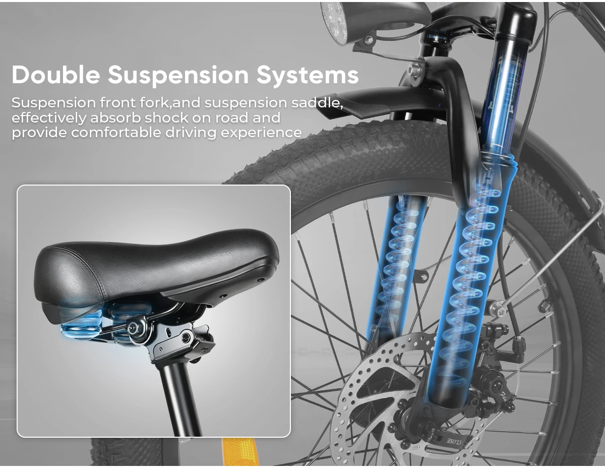 Samebike CY20 Faltbares Elektrofahrrad 250W mit 36V 12Ah Herausnehmbarer Akku, 20 Zoll E-Bike für Erwachsene, 7-Gang, 25 km/h und Reichweite bis 40-60km – Detail 6