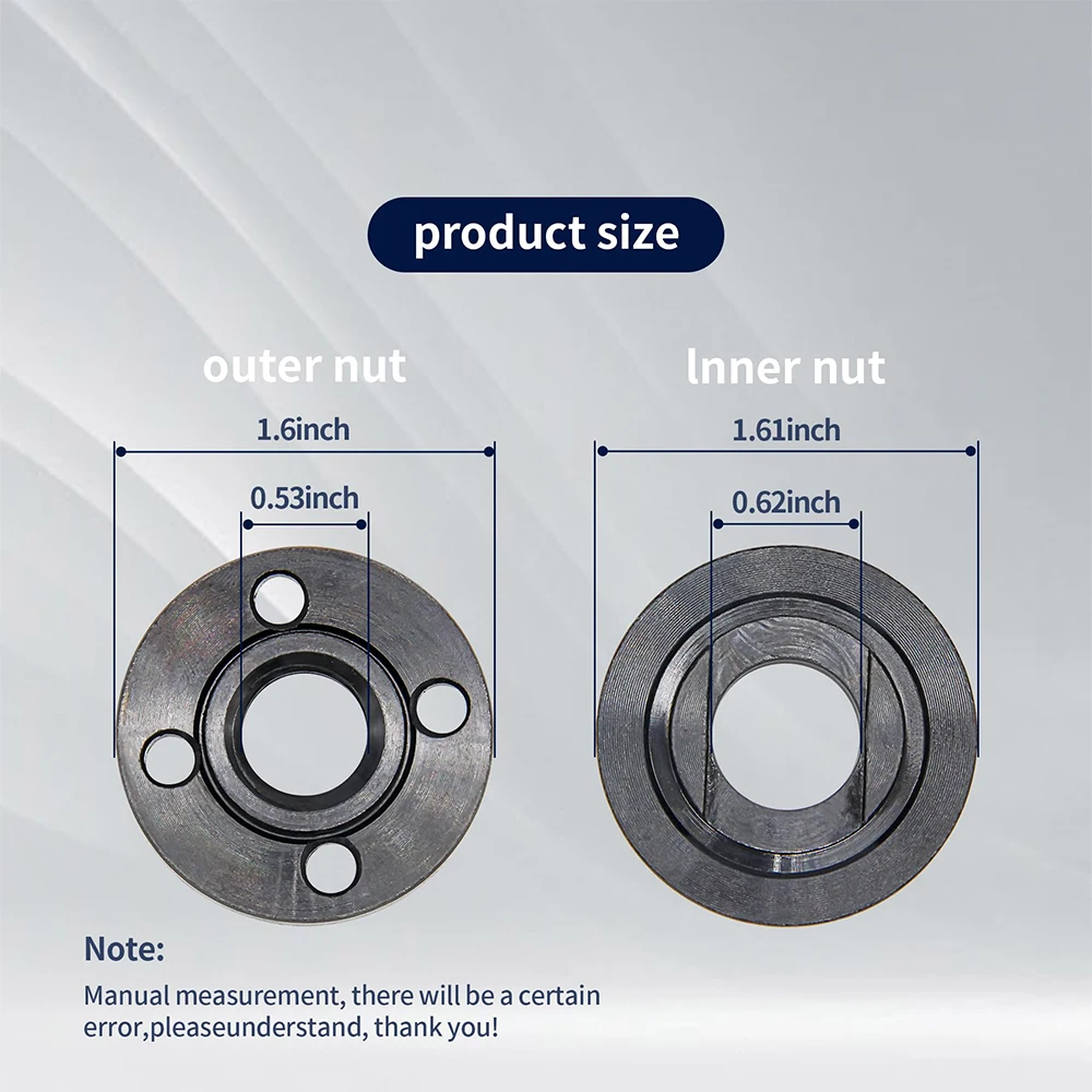 1Set M14 Thread Replacement Angle Grinder Metal Pressure Plate Inner Outer Flange Nut Set Tools for 14mm Spindle Thread