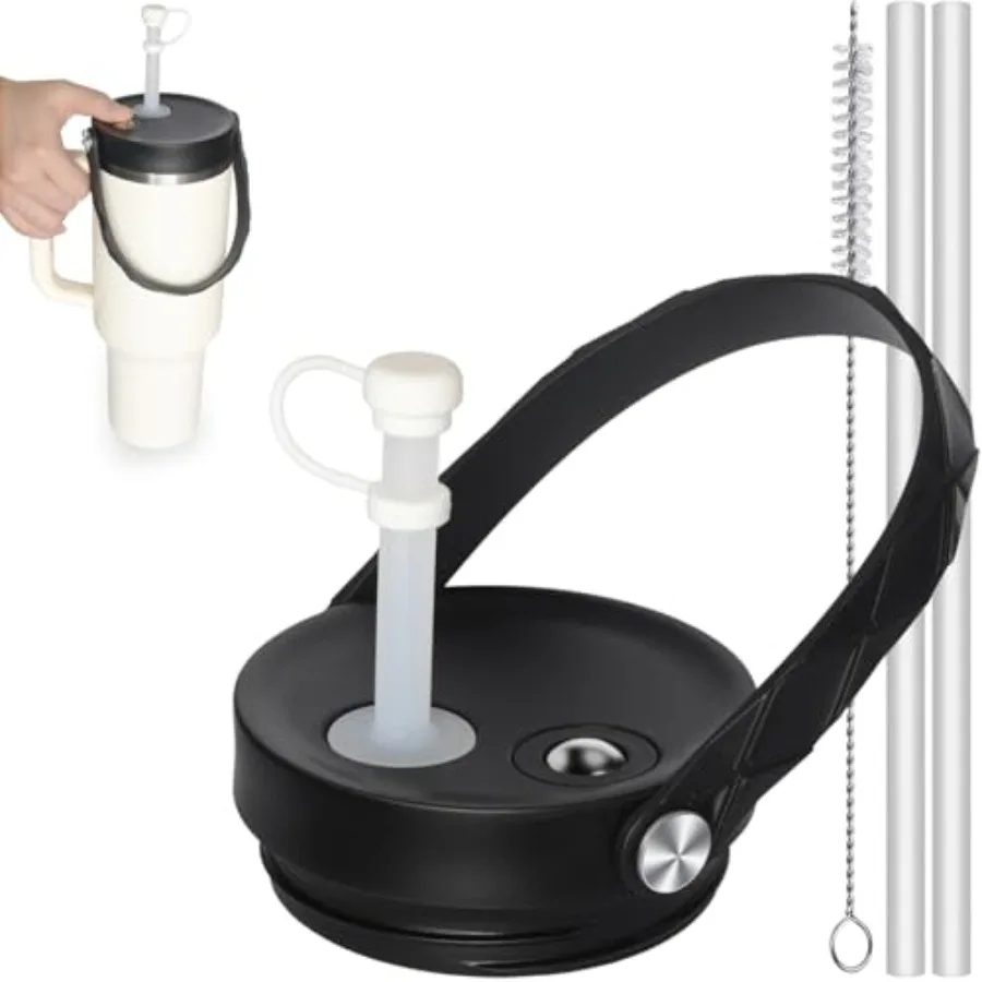 

Модернизированная крышка для замены на 40 унций с соломенным мягким прикусовым клапаном, роликовый шарик для снятия стресса, гибкая ручка, герметичная пробка для