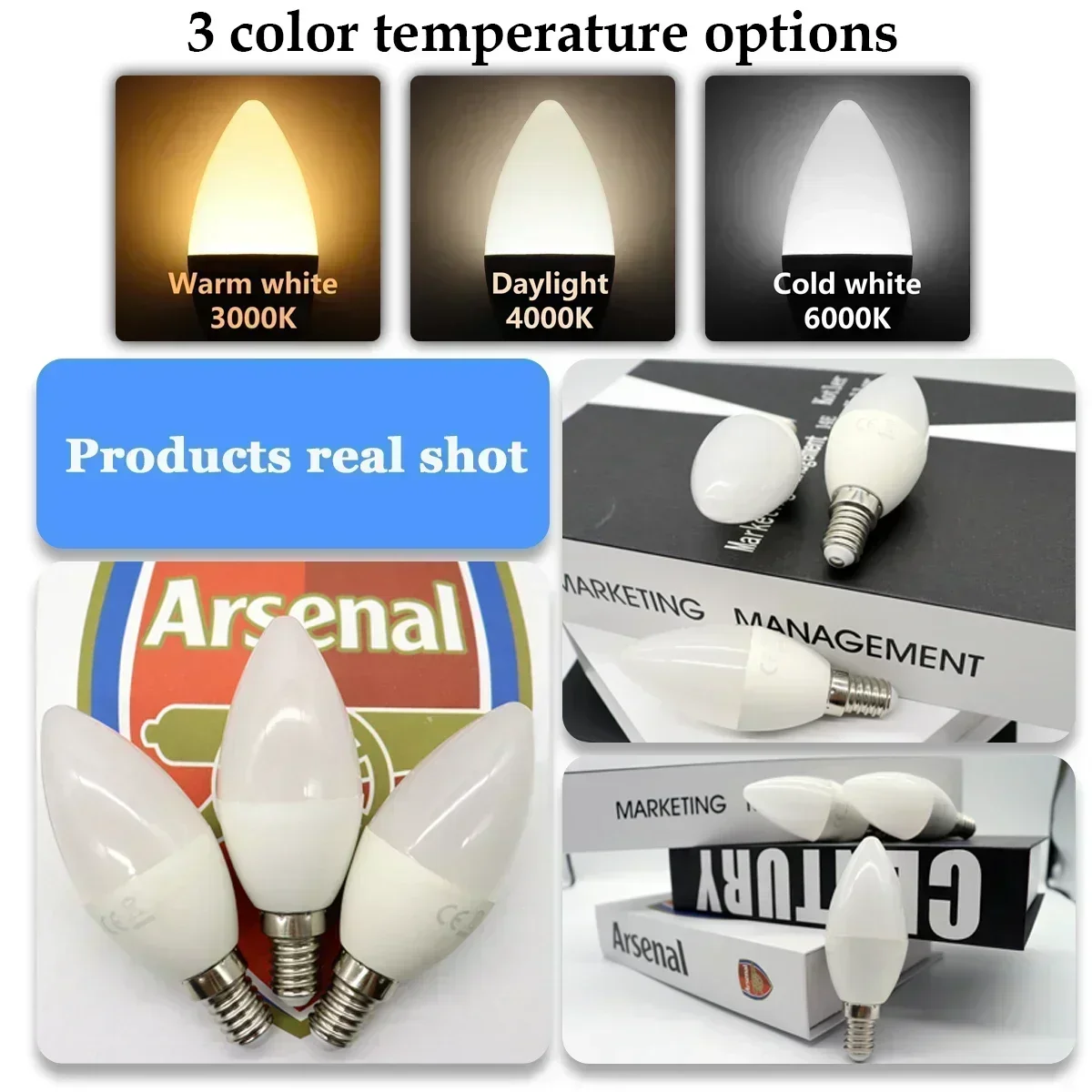 

E14 Led Candle Bulb Lamps AC 220V 240V C37 3W 5W 6W 7w Warm White Cold White 3000K 6000K Day Light for Home Decoration Bulbs