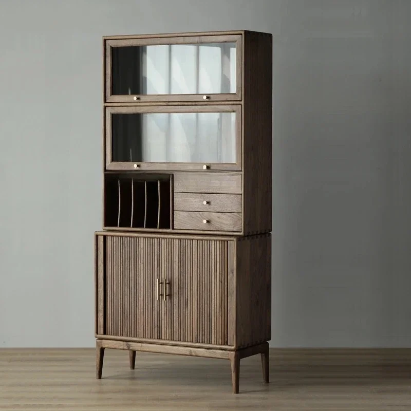 

North American black walnut wine cabinet display, side cabinet glass, locker