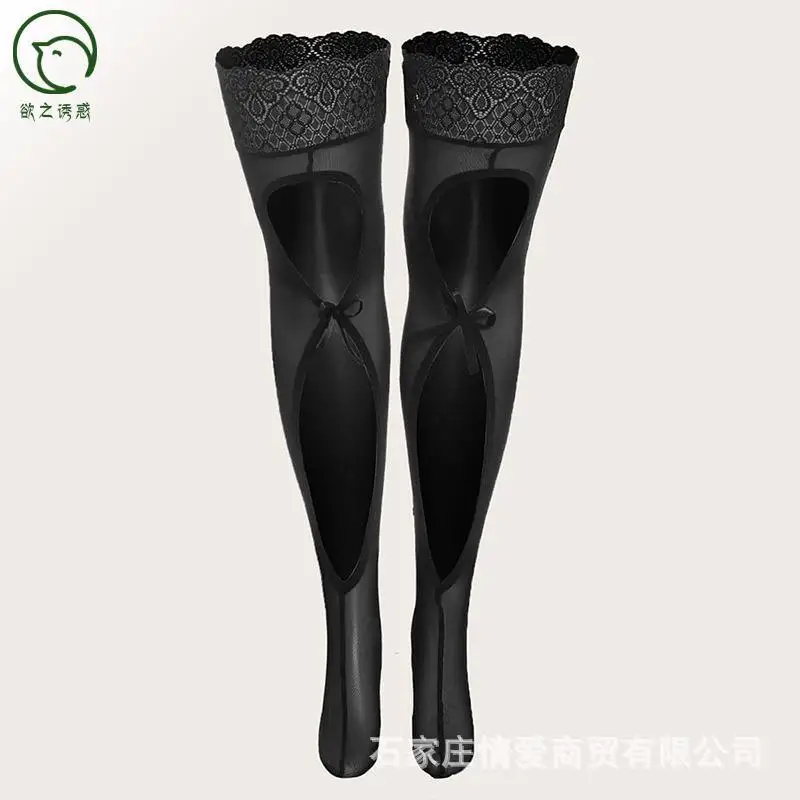 Plus Size Lace Over Knee Socks Sexy Women Hollowed Out Lace Up Socks Thigh Ultra-thin High Stocking Anti-slip Sock Medias