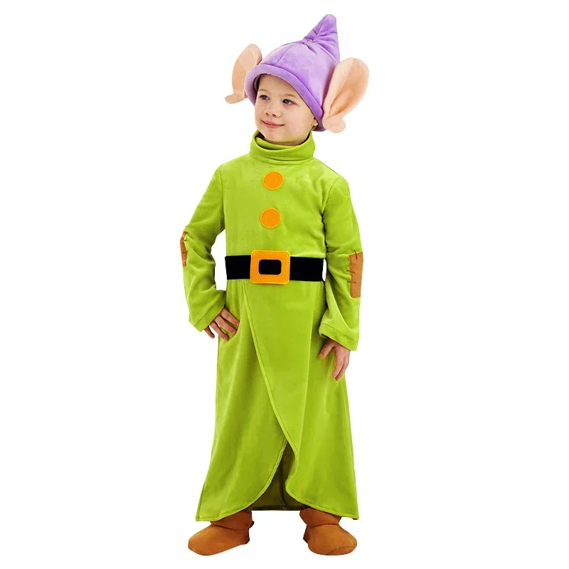 Dopey Cosplay Snow White and The Seven Dwarfs Boys Bodysuit Hat Suit Halloween Costume Clothes Outfits