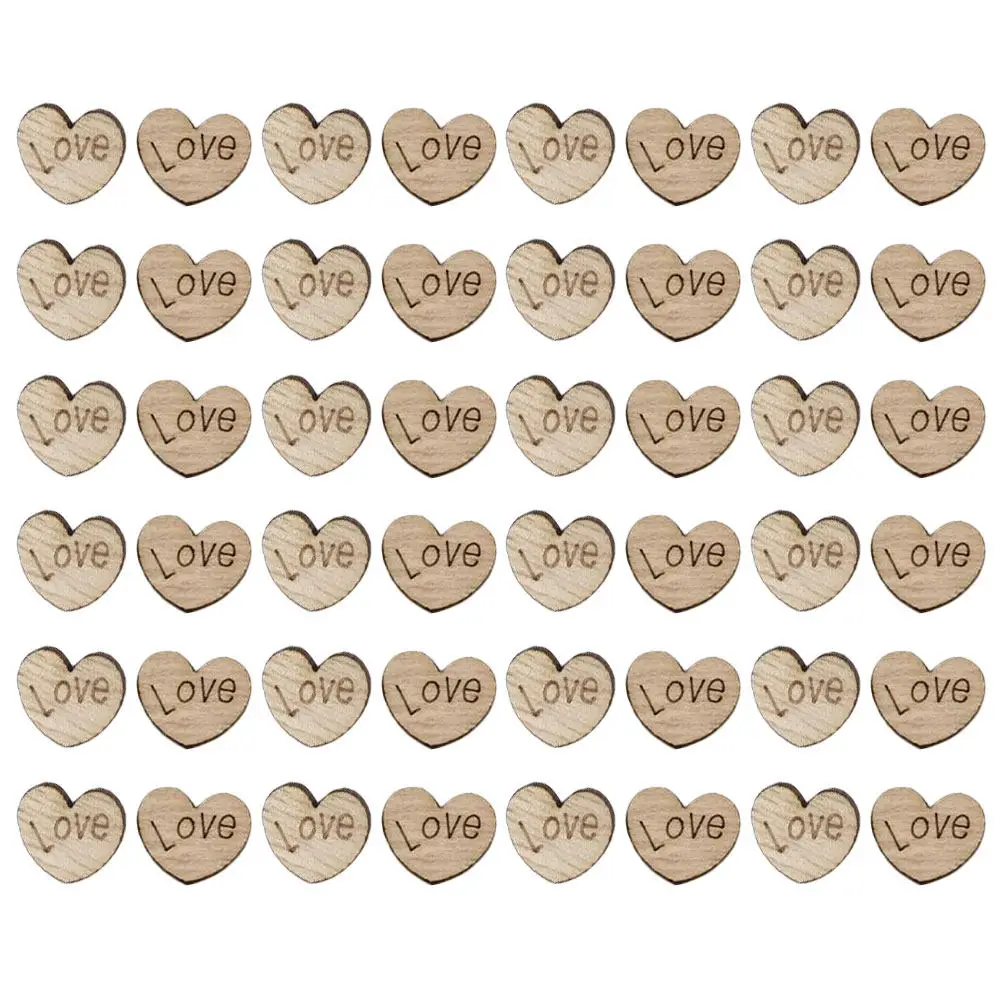 100Pcs Unfinished Wood Heart Cutouts Round Wood Discs for Crafts Rustic Wedding Decor Table Scatter DIY Love Decoration