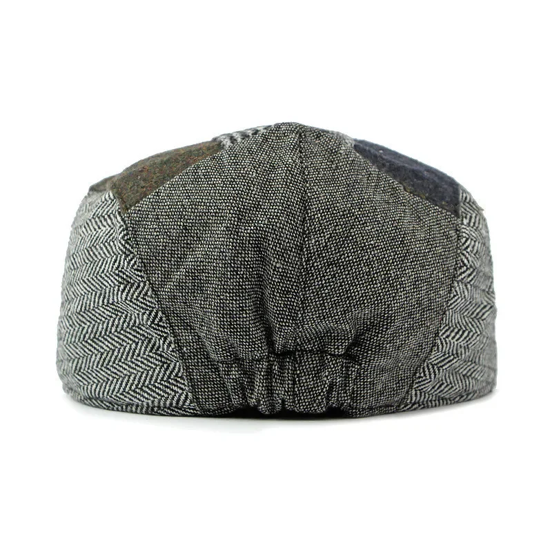 Autumn and Winter Cotton Geometry Print Newsboy Caps Flat Peaked Cap Men and Women Painter Beret Hats 158