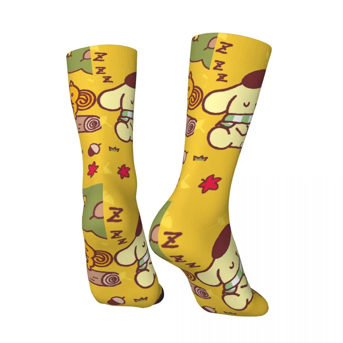 Retro Cute Dog Men's compression Socks Unisex Sanrio Pom Pom Purin Harajuku Pattern Printed Novelty Crew Sock