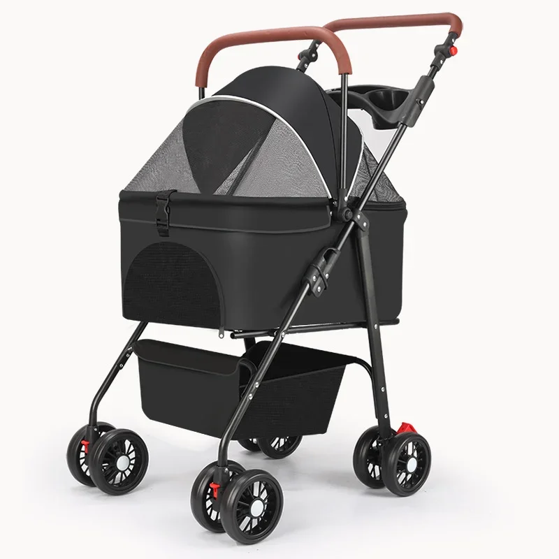 Pet Cart Trolley Luxury Dog Carrier Strollers Travel Outdoor Pet Stroller Pushchair Separation Four-wheeled Folding