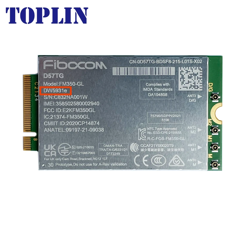 FM350-GL DW5931e  5G M.2 Module For Latitude 7440 Latitude 5531 9330 3571 Laptop 5G Solution 5000 FM350- gl