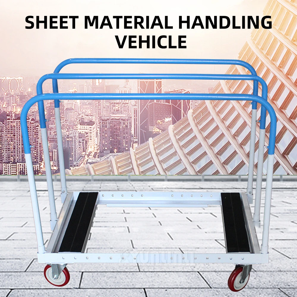 Glass Panel Round Table Cart, Heavy Duty Material Transfer Push Pull Handling Tool Cart, Universal Brake Wheels