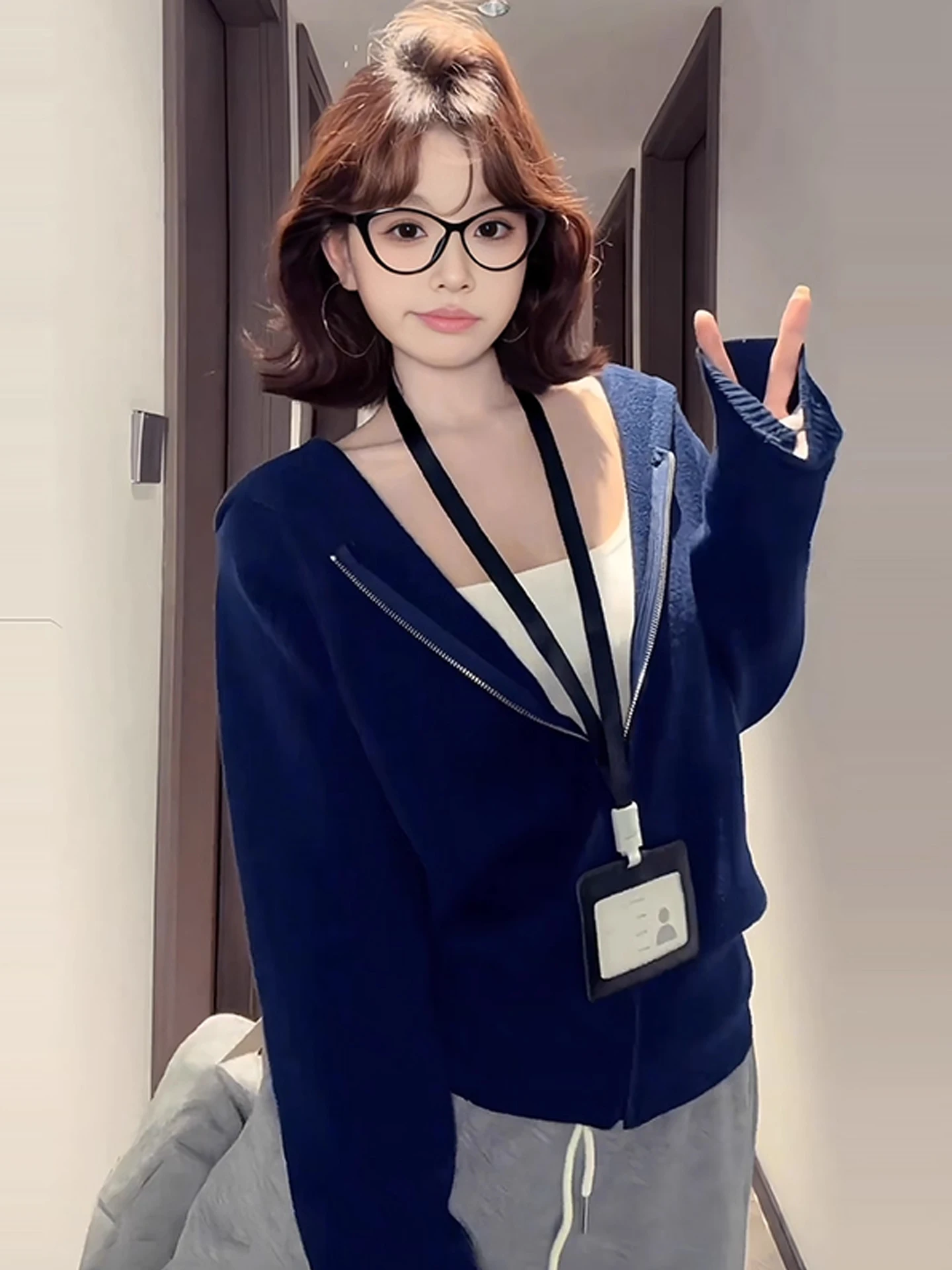 Chic Vintage Women's Zipper Knitted ort Sweater Coat Loose Fit Autumn Winter Casual Top Lazin Sle Blue een Color