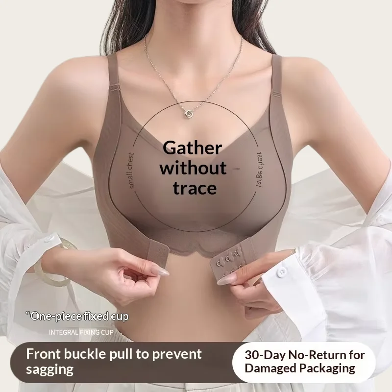 Front Button Seamless Lifting Women's Hot Selling New Underwear Collection, Thin Top Support, Fixed Cup, No Steel Ring Bra