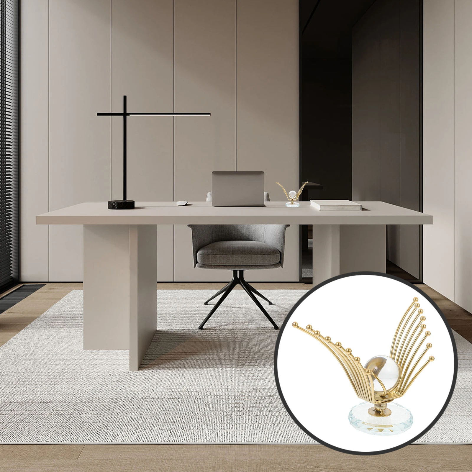 

Dapeng Wings Crystal Ball Ornament With Base Desktop Decoration Home Office Decorative Spheres Spreads Transparent Craft Gift