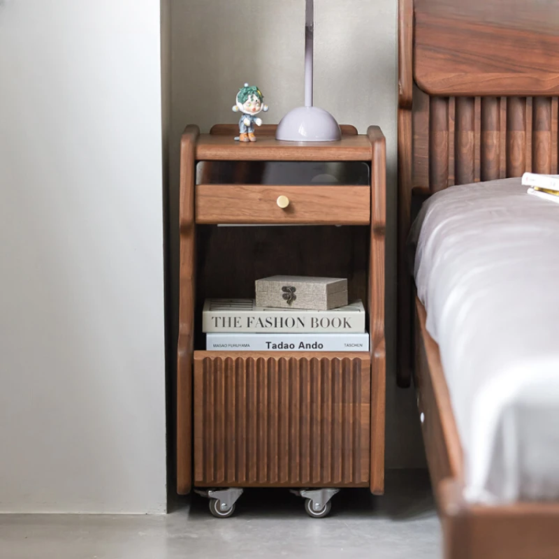 

Smart bedside table, small solid wood, simple mini cabinet, storage cabinet, modern and minimalist bedroom side table