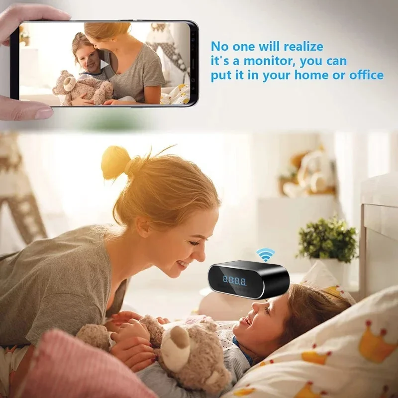 Wifi Mini Clock Camera Remote Viewing With Night Vision 1080P Surveillance Camera Remote Control Motion Detection For Household
