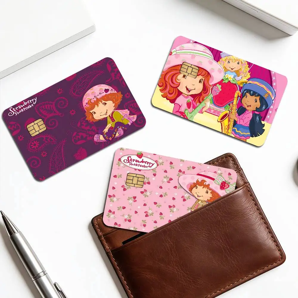 Cartoon Strawberry Shortcake Movie Credit Card Skin Stickers for VISA Bank Card Transportation Waterproof Sticker Anti-scratch