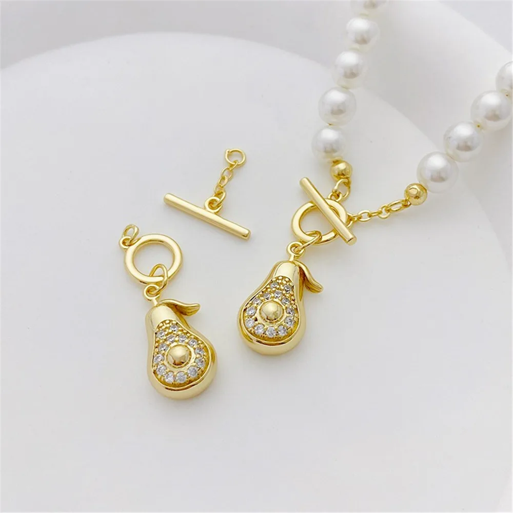 14K Gold Inlaid Zircon Love Extension Chain OT Buckle Handmade Diy Bracelet Connected with Finishing Buckle Jewelry Accessories