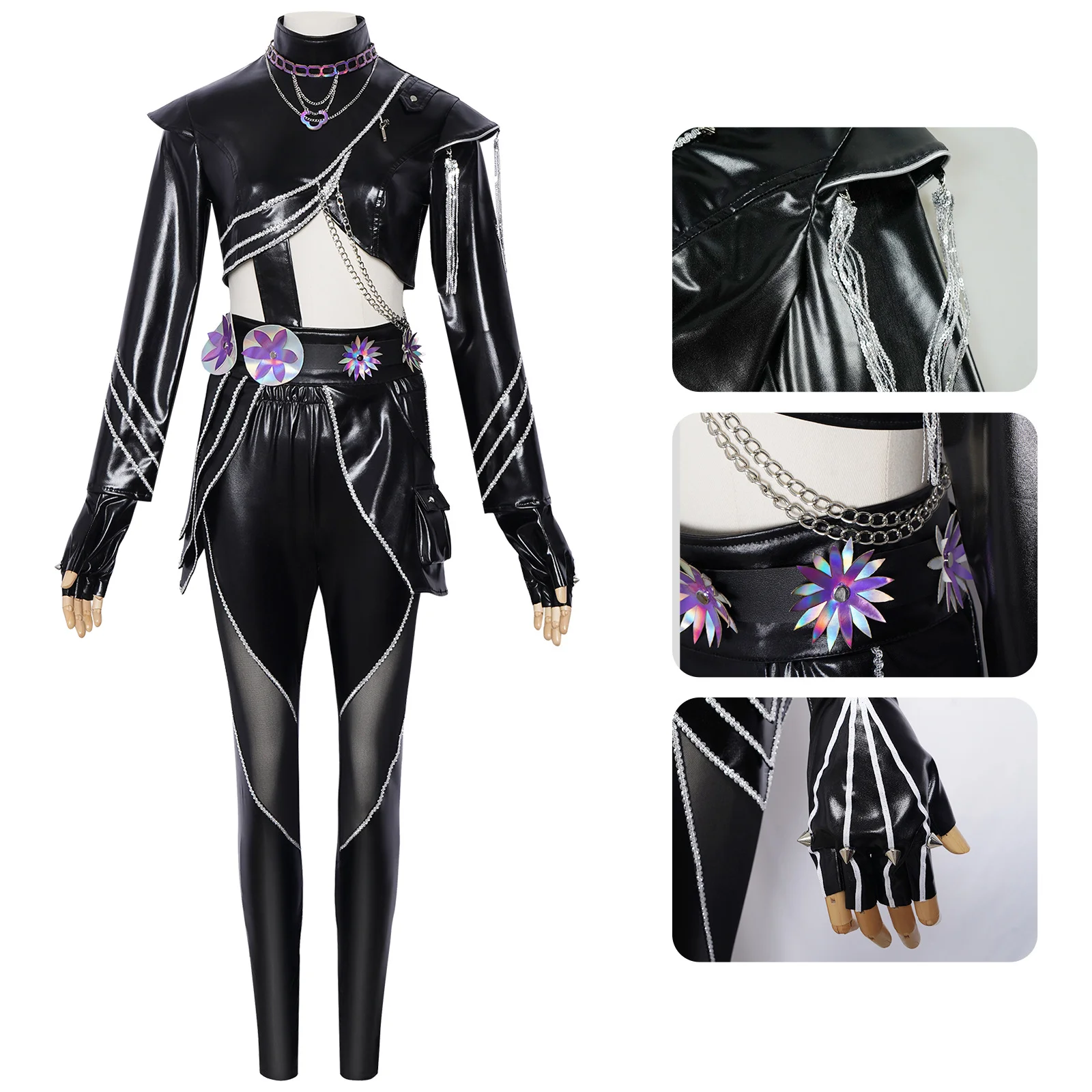 Disfraz de Cosplay de Anime Mira Zoey Rumi, traje de batalla Kpop de Halloween Rumi, traje negro, actuación de Huntrix, Fanc de talla grande S-3XL