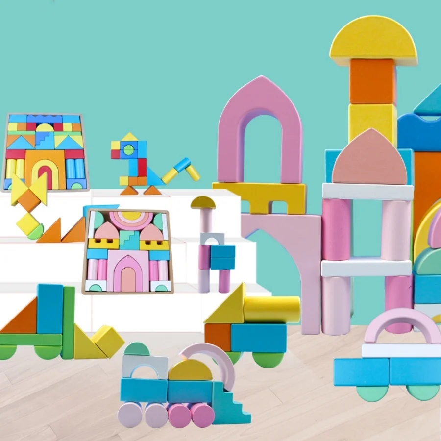 Bloques de arcoíris de madera coloridos, figuras apilables, juguetes apilables, juguetes y regalos de aprendizaje para niños pequeños