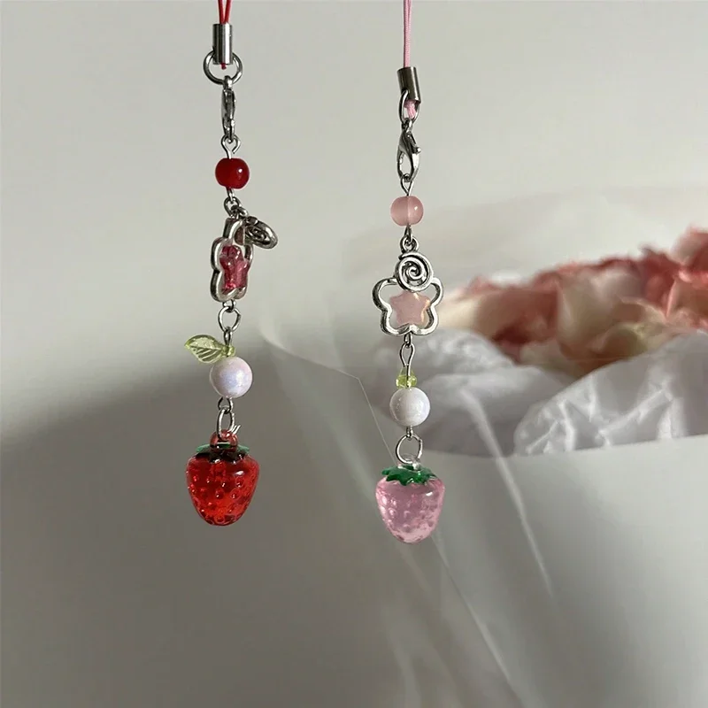 Lightweight Strawberry Bag Charm Delicate Keychain Charm Sweet Strawberry Phone Pendant Suitable for Various Occasions