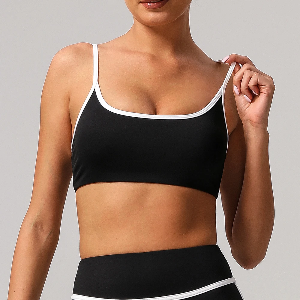 

Yoga Sports Bra Color Clashing Shock Absorbing Brassiere Yoga Workout Underwear Women Full Cup Breathable Gym Tube top Bra