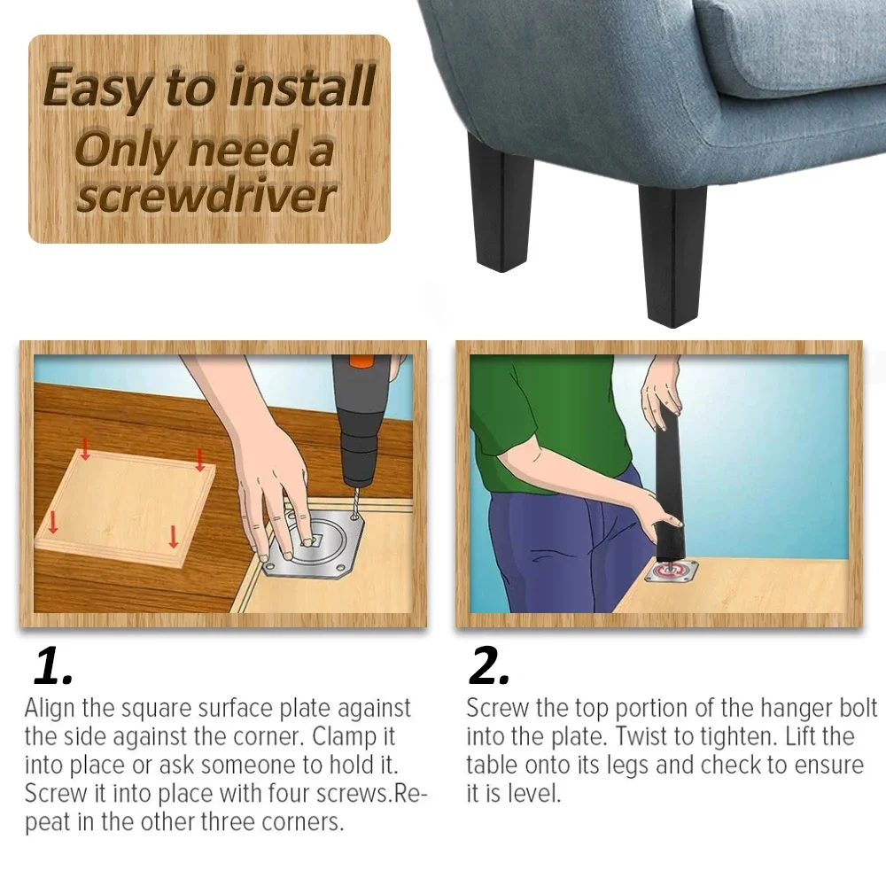 Imagem -03 - Pernas de Móveis Sofá Perna Peças de Reposição Pés de Mesa Madeira Maciça Substituir Pernas 10 15cm Faça Você Mesmo para Mesa Armário Banco Cômoda