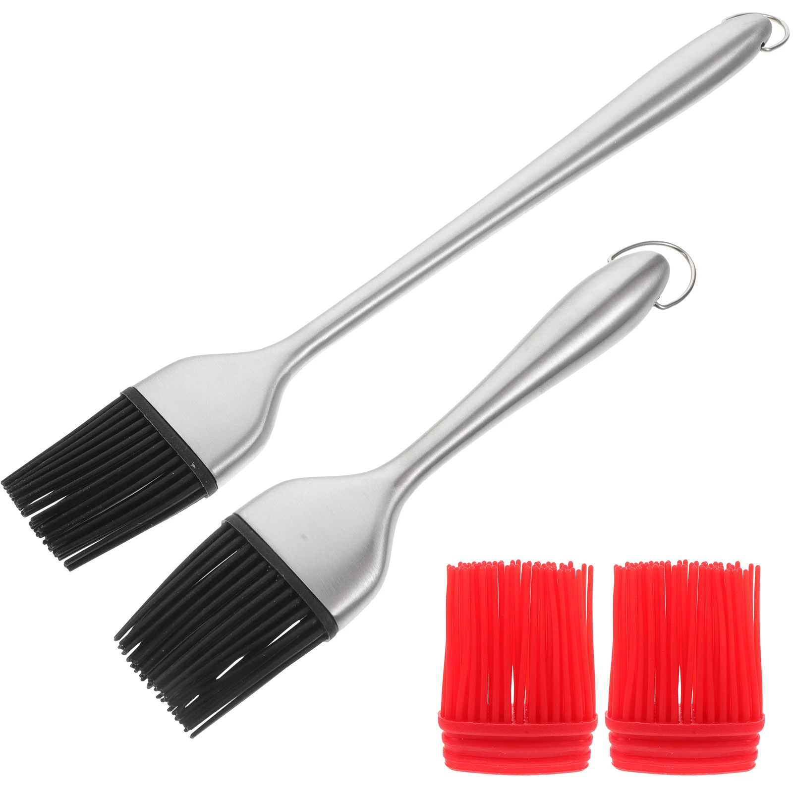 

1 set Stainless Steel Silicone Brush Basting BBQ Oil Pastry Grill Cooking Portable Easy Clean Non Deform Break Resistant