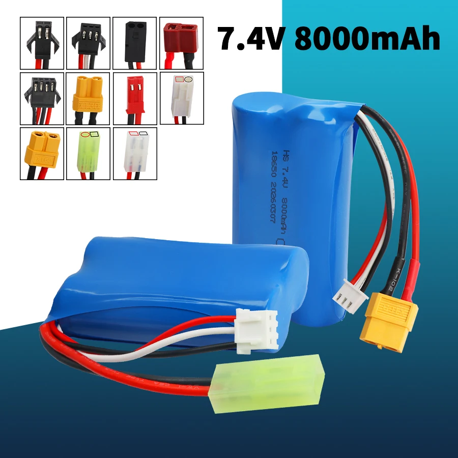 8000mah 18650 Lipo Battery for Q46 Wltoy 10428 12428/12423 X9115 144001 RC Car Spare Accessories 7.4V high capacity battery