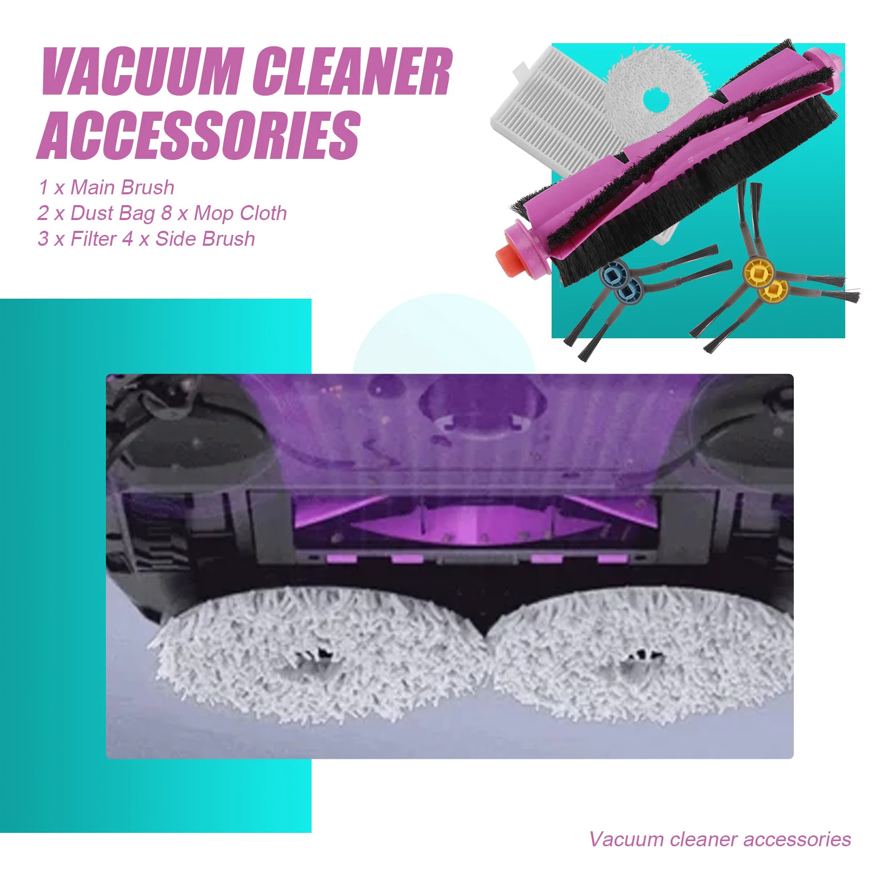 掃除機用モップクロス,メインブラシ,HEPAフィルター,Midea v12,eureka j12 ultra,A02V-18Pcs用スペアパーツ