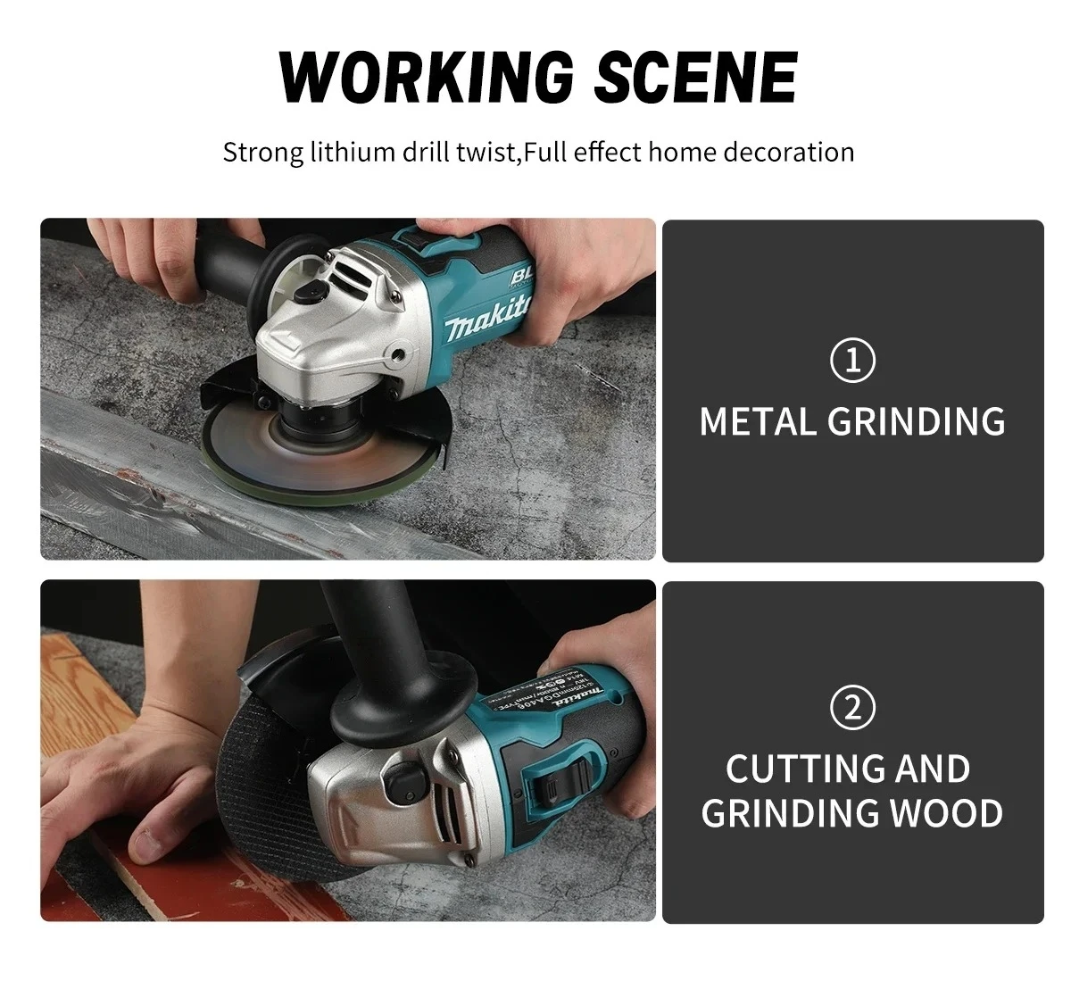 

Makita brushless angle grinder, electric polisher, rechargeable metal grinding and cutting machine, handheld disassembly tool