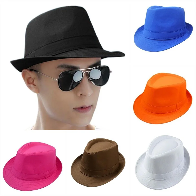 Chapéu retrô britânico para homens e mulheres, chapéu de jazz pequeno, chapéu de dança, chapéu fluorescente, adereços de palco, cor fluorescente