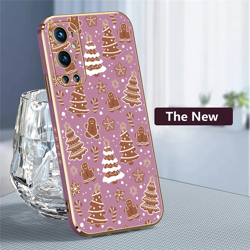 Custodia per telefono placcatura moda per Oneplus Nord 3 CE 2 Lite N20 5G 9 8T Protezione dell'obiettivo della fotocamera Copertura antiurto per albero di Natale