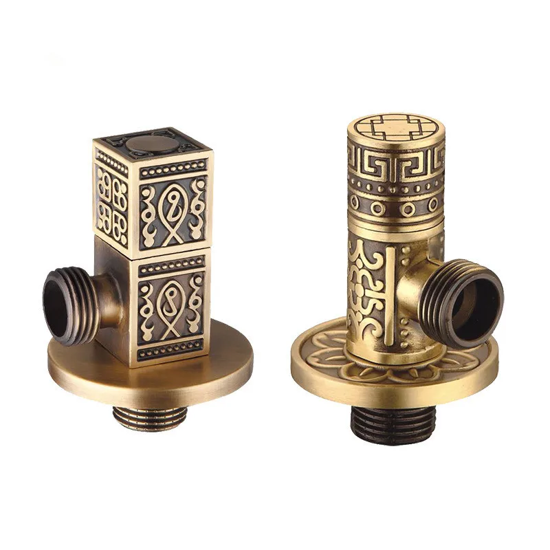 Tuqiu Angle Valve Antique Water Faucet Control/ Corner Triangle Valve Bathroom Tap Sink 1/2*1/2 Stainless Steel Black Garden Tap