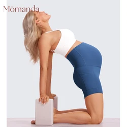 Momanda Pantaloncini da motociclista premaman da yoga Butterluxe da 5 pollici con tasche - Allenamento atletico per la gravidanza sopra la pancia