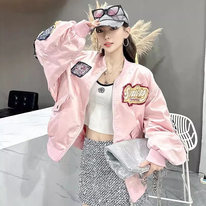 

European Trendy Brand Baseball Jacket Spring Autumn Heavy Embroidered High-End Fashionable Loose Oversized American Flight Coat