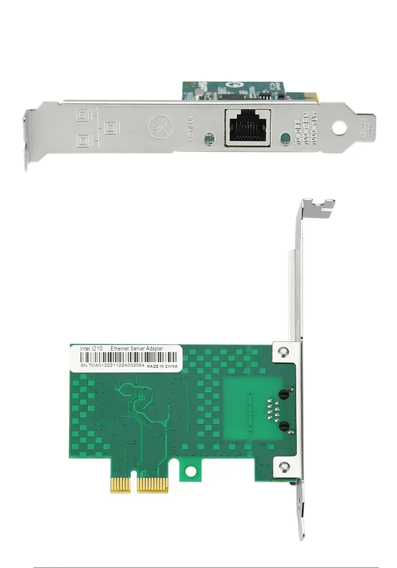 Intel I210-T1 Single Port Wired Gigabit Ethernet Server Adapter For Intel I210AT Chip PCIe X1 RJ45  PXE Startup