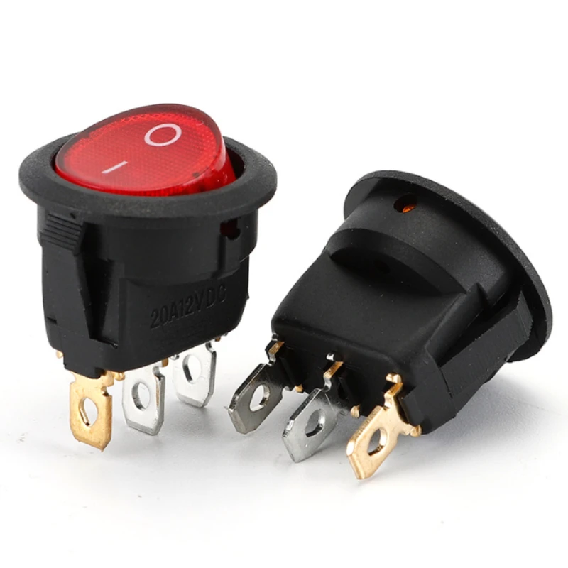 5PCS 23MM Diameter Small Round Boat Rocker Switches  2/3Pin 2/3 Position 6A/250VAC 10A/125VAC  Button Switch with Light