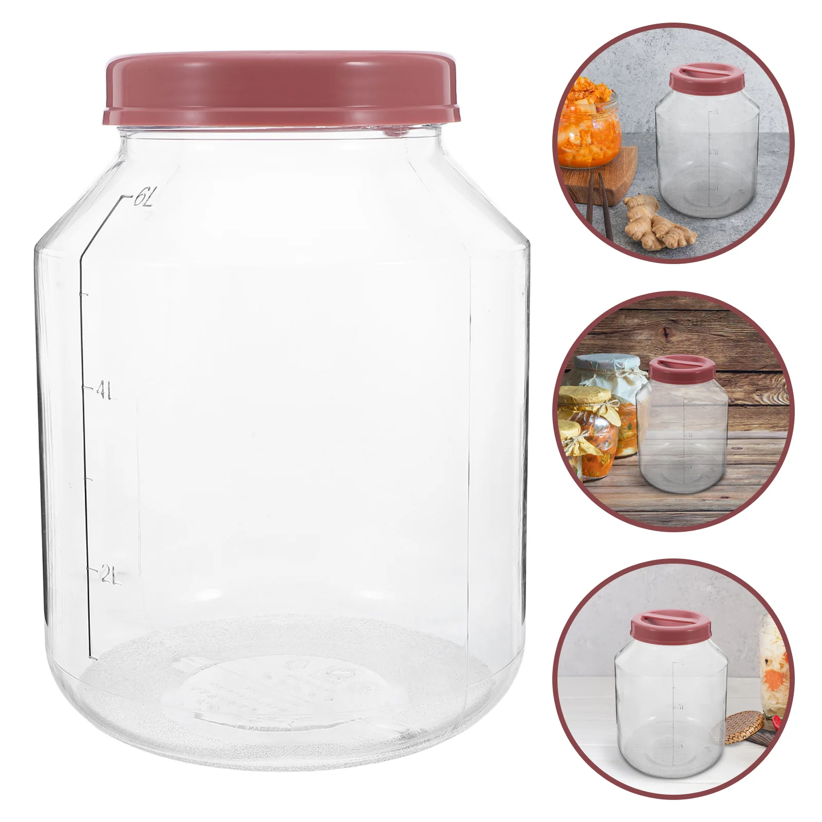 

6L Airtight Fermenting Transparent Plastic Food Storage Container Lid Home Pickling Vegetable Grain Kimchi Fermentation Reusable