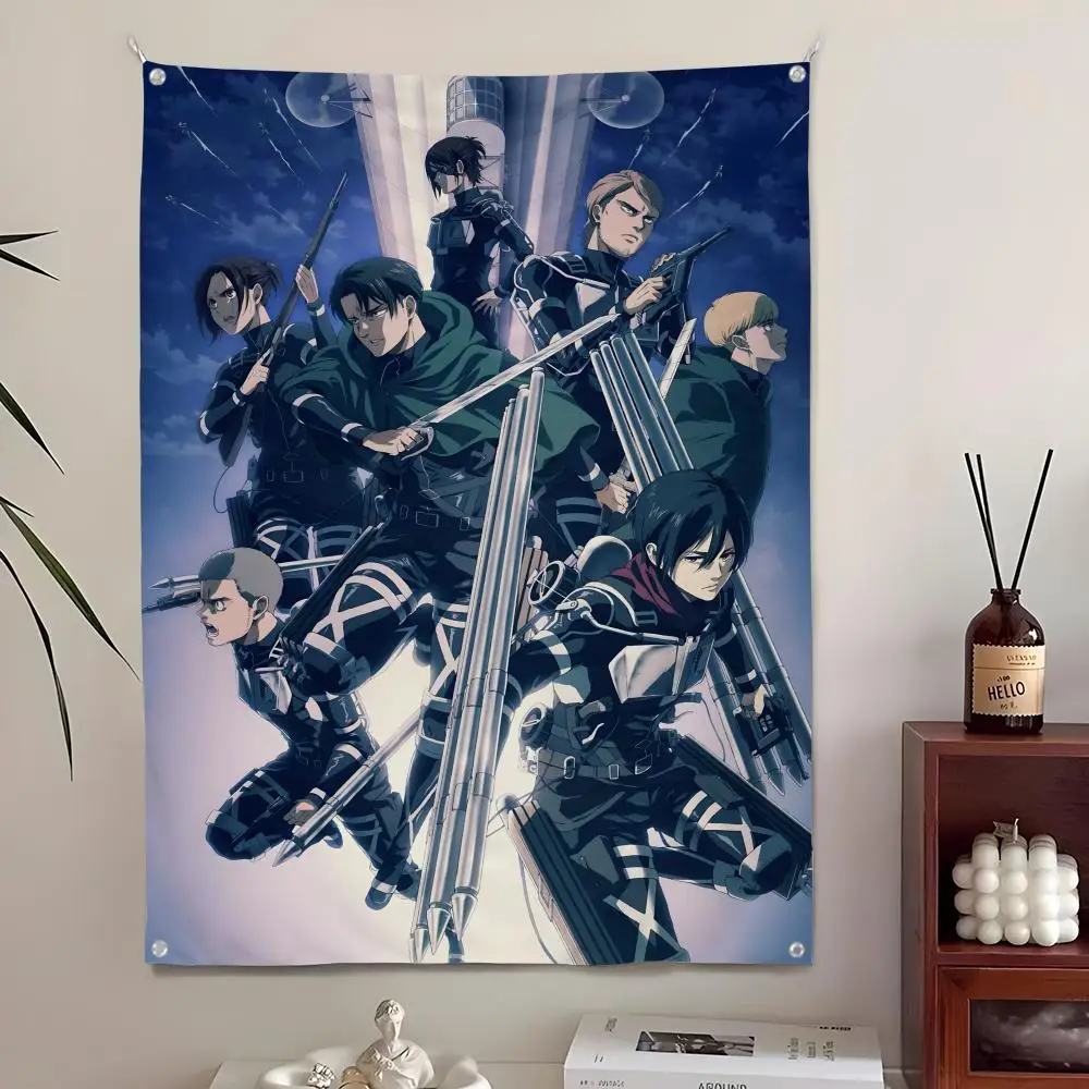 Anime Attack O-On T-Titan Tapestry Background Art Decor For Bedroom Living Room Bar Garden Outdoor  Wall Decor