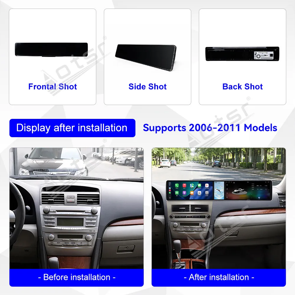 Triple Screen Android Radio For TOYOTA Camry 2006~2011 Car Stereo CarPlay Android Auto Navigation Multimedia Player Head Unit
