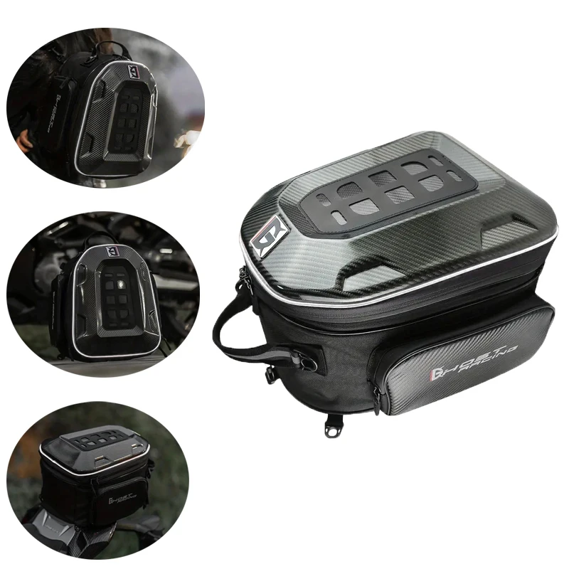 

Black Motorcycle Tail Bag Waterproof Tail Travel Rider Luggage Rear Helmet bag Seat Bag Large Capacity Saddle Bag Fanny pack