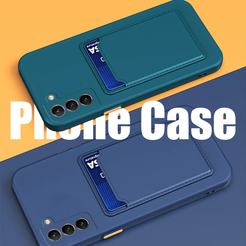 Matte Wallet Phone Case For Samsung Galaxy S23 S21 S22 Ultra S20 Fe A52 A53 A51 A12 A71 A13 4G 5G Soft Color Silicone Cover