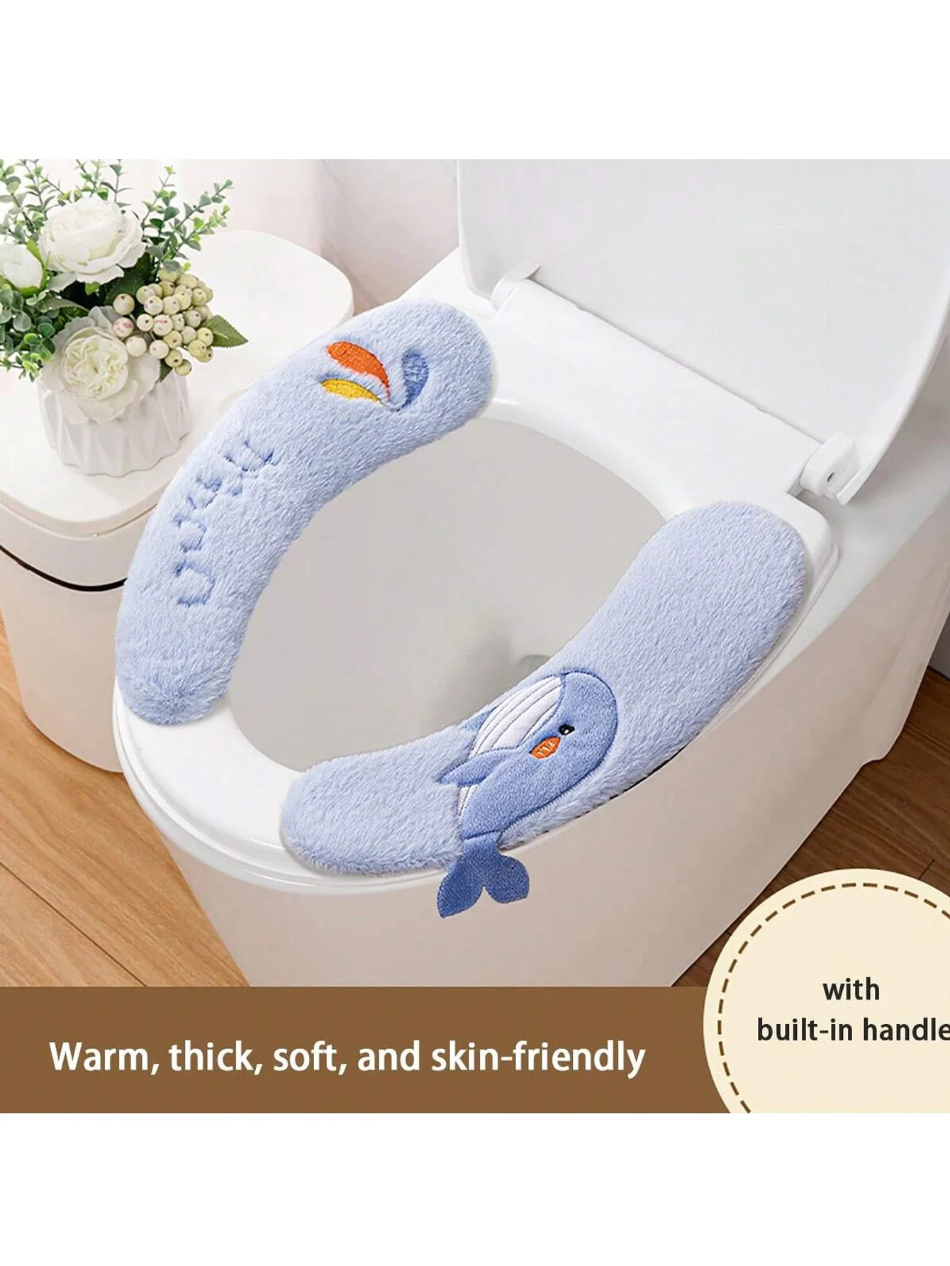 Bequemes selbstklebendes WC-Sitzkissen – ein warmes und dickes Design, geeignet für alle Jahreszeiten, ein wiederverwendbarer ovaler Badezimmerbedarf.