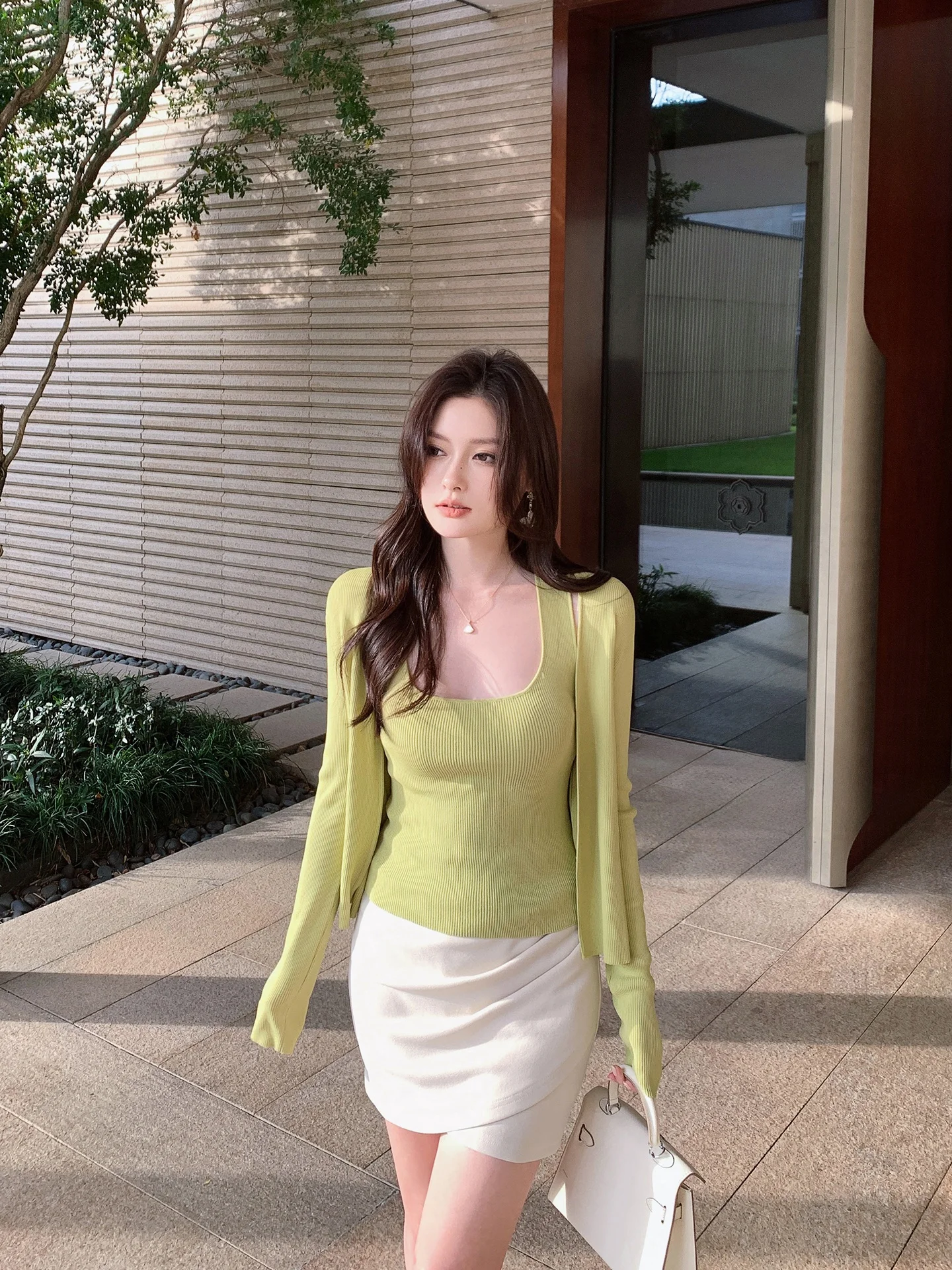 

Ms.Daoge Knitted Cardigan And Vest Set Women's ort Thin Spring New Sle Casual Comfortable Breathable Soft Polyester Fiber